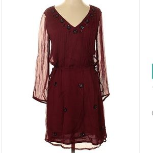 Anthropologie Sheer Sleeve Dress